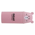 Toothbrush holder for travel, bear shape, pink color, model B10P